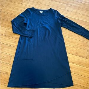 JJill Pure Jill, Midnight Sky, Long Sleeve, Shift Dress With Pockets, size M